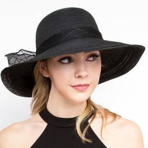 Beloved Millinery Black Chic Med-Brim Church Business Casual Beach Tea Sun Hat